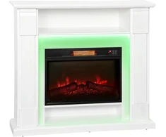 Elektrinis židinys su 3D LED liepsnomis, 1800 W, baltas, 105 × 27 × 97 cm