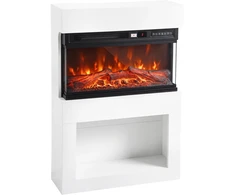 Elektrinis židinys su 3D liepsnos efektu, baltas, 64 × 22 × 95 cm