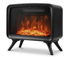 Elektrinis židinys su nuimamu pagrindu, 800/1600 W, juodas, 35,5 × 18 × 30 cm