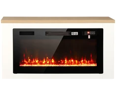 Elektrinis židinys su TV spintele, baltas, 114 × 30 × 60 cm
