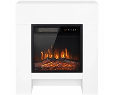 Elektrinis židinys su TV stovu ir 3D liepsnomis, baltas, 75 × 25 × 85 cm