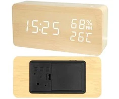 Elektroninis laikrodis su termometru ir higrometru, 15x7x4 cm
