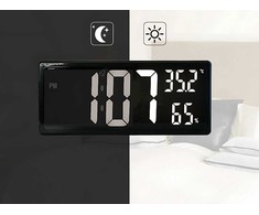 Elektroninis laikrodis-žadintuvas su LED ekranu, 15x35 cm, juodas