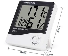 Elektroninis LCD termometras su laikrodžiu ir data