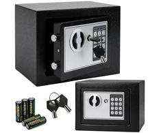 Lean Elektroninis seifas su PIN kodu, 6 l, juodas, 22,5 × 17 × 16 cm