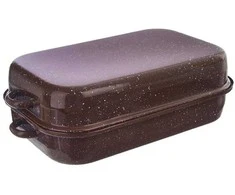 Orion Kepimo indas emaliuota su dangčiu stačiakampio formos BROWN 14 l, 46x27,5 cm