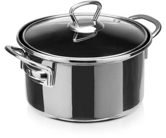 Emaliuotas puodas su stikliniu dangčiu, juodas, 18 cm, 1,75 l