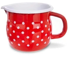 Orion emaliuotas puodelis 800 ml raudonas su žirneliais