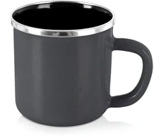Emaliuotas puodelis su rankenėle, pilkas, 400 ml, 12 × 9 × 8,5 cm