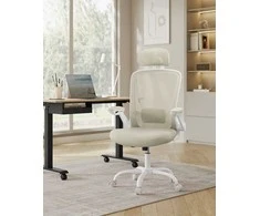 Songmics Ergonominė biuro kėdė su tinkleliu, kapučino spalvos