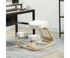 Ergonominė klūpomoji kėdė su reguliuojamu sėdynės aukščiu, kreminė balta, 51 × 69 × 58 cm