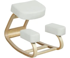 Ergonominė klūpomoji kėdė su reguliuojamu sėdynės aukščiu, kreminė balta, 51 × 69 × 58 cm