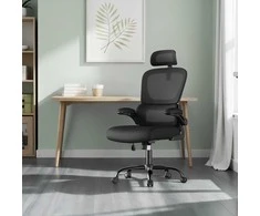 Songmics Ergonomiška biuro kėdė su tinkliniu atlošu ir porankiais