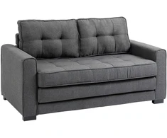 HOMCOM dvivietė sofa-lova, išlankstoma sofa su miegojimo funkcija, lino tekstūros audinys, kaučiukmedis, pilka, 147,5x75x85 cm