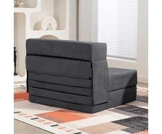 HOMCOM 3-in-1 išskleidžiamas fotelis, sulankstoma sofa-lova su miegojimo funkcija, juosmens pagalvė, flanelės stiliaus poilsio fotelis, šezlongas svetainei, tamsiai pilkas