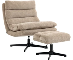 Fotelis su 360° sukimosi mechanizmu ir reguliuojamo aukščio kojų atrama, rudas, 79 x 94 x 88 cm