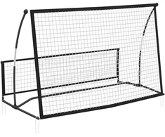 Futbolo atmušimo tinklas, dvipusis, juodas, 200 × 94 × 122/52 cm