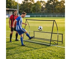 Futbolo atmušimo tinklas, dvipusis, juodas, 200 × 94 × 122/52 cm