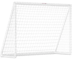 SPORTNOW Futbolo vartai, tvirtas tinklas, plastikiniai rėmai, įtvirtinimo kuoliukai, 240I x 90P x 180A cm, balta