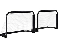 "HOMCOM" futbolo vartai 2 sulankstomų futbolo vartų rinkinys su metaliniu rėmu vaikams ir suaugusiesiems, sodo, 90 x 36 x 60 cm, juodi