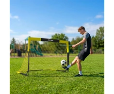 Futbolo vartai „Pop-up“, sulankstomi, juodi ir geltoni, 150 × 110 × 110 cm