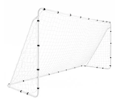 Futbolo vartai su metaliniu rėmu ir PE tinklu, balti, 367 × 124 × 181 cm