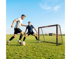 Futbolo vartai su paminkštintu rėmu ir 5 tvirtinimo kaiščiais, juodi ir raudoni, 180 x 60 x 120 cm