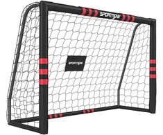 Futbolo vartai su paminkštintu rėmu ir 5 tvirtinimo kaiščiais, juodi ir raudoni, 180 x 60 x 120 cm