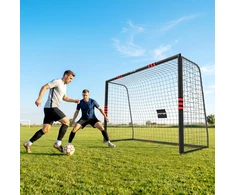 Futbolo vartai su paminkštintu rėmu ir tinklu, juodi ir raudoni, 300 x 120 x 200 cm