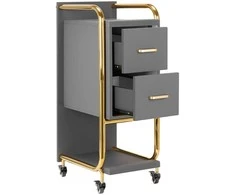 Activeshop Kosmetologinis vežimėlis GABBIANO HAIRDRESSER HELPER SOLO MODEL GOLD Pilkas