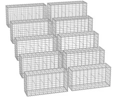 Songmics Gabionų krepšiai 100 x 30 x 30 cm, 10 vnt., sidabriniai