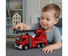 Lean Toys Gaisrinės mašina su strėle ir vandens purkštuvu