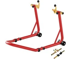HOMCOM Motociklo Stovas Rinkinys Priekinis/Galinis Montavimo Stovas Motociklo Kėlimo Stovas iki 544 kg Motociklo Galinio Rato Stovas Plienas Raudonas