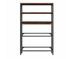 Gėrimų dėžių lentyna 2 lygių, 6 dėžėms, ruda–juoda, 36,4 x 105,4 x 180,3 cm