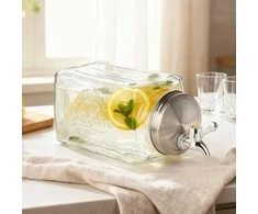Gėrimų stiklinis indas su kraneliu 3,3 l