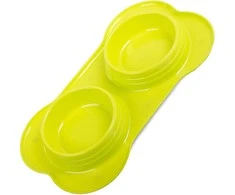 Dvigubas šunų ir kačių dubenėlių rinkinys su pagrindu 0,4 l x 2