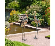 Gervės statulos 18 x 35 x 86 cm ir 19 x 30 x 85 cm, 2 vnt.