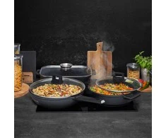 Gili keptuvė Starke Pro Taylor Marble su stikliniu dangčiu - 4l talpa, ⌀28 cm, trisluoksnė neprideganti danga