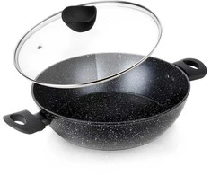Nava Gili Vilde Juodas Line 28 cm granitinė keptuvė su stiklo dangčiu, 3,5 l