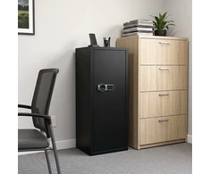 Ginklų seifas 6 ginklams su elektronine kodine spyna, juodas, 48 × 38,5 × 130 cm