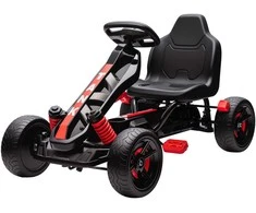 AIYAPLAY Gokart su pedalais, automobilis vaikams su stabdžiais, neslystančiais ratais, metaliniu rėmu, 3-6 metukams, raudonas