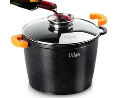 Granitinis puodas su stikliniu dangčiu Vilde Terruna Aroma 24 cm, 6,7 l