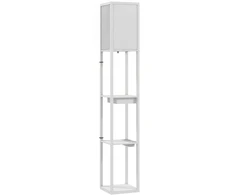 Grindinis šviestuvas su 3 lentynomis ir USB jungtimis, baltas, 26 × 26 × 159 cm