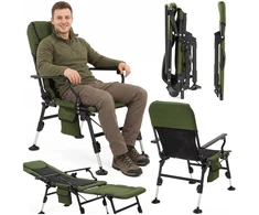 Springos Gultas su 5 padėčių reguliuojamu atlošu ir reguliuojamomis kojelėmis, tamsiai žalias / juodas, 110 cm