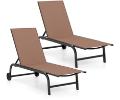 Gultų komplektas su ratukais ir 6 padėčių reguliuojama atrama, rudas, 190–164 × 69 × 36–101 cm, 2 vnt.