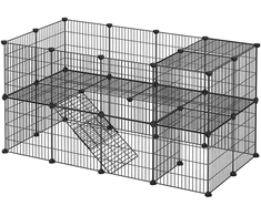 Leobert Gyvūnų aptvaras, sulankstomas, 36 plokščių, juodas, 143 × 73 × 71 cm