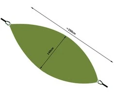 Bikuva.lt Hamakas su tinkleliu nuo uodų, poliesteris, 250x140 cm, 150 kg