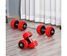 HOMCOM 2-in-1 reguliuojamų svarmenų rinkinys 20/30 kg, plienas/PP plastikas, raudona/juoda