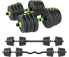 SPORTNOW Reguliuojamas 30 KG svarmenų komplektas, svarmenų ir štangų rinkinys jėgos treniruotėms SPORTNOW