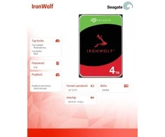 Kietasis diskas  SEAGATE NAS HDD 4TB IronWolf /5400rpm 6Gb/s/ SATA 256MB cache 3.5inch/ 24x7 CMR for NAS and RAID rackmount systems BLK